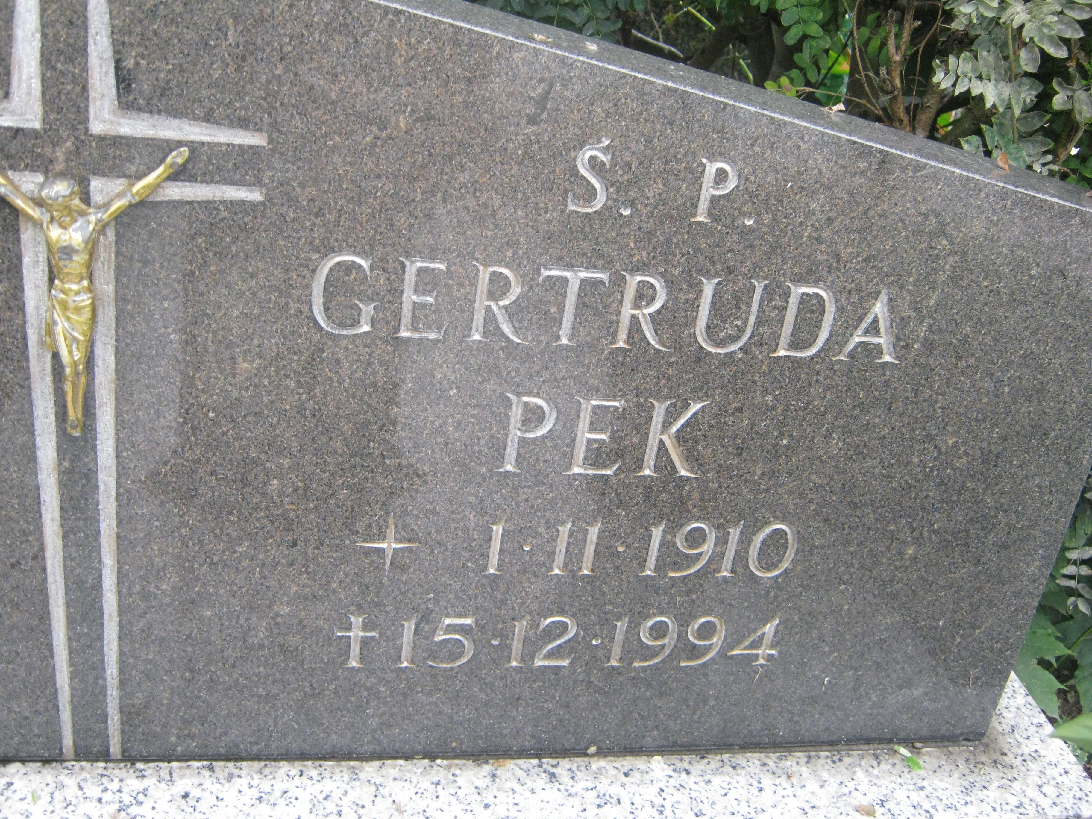 Gertruda Pek 1910 Bytów - Grobonet - Wyszukiwarka osób pochowanych